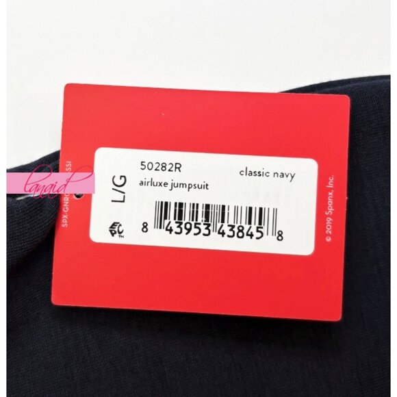 Spanx AirEssentials Sleeveless Jumpsuit Classic Navy Romper Open Back Wide Leg L - Picture 11 of 14